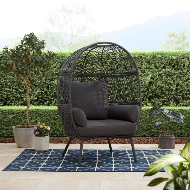 Ventura Steel Stationary Wicker Egg Chair ¨C Mono Gray