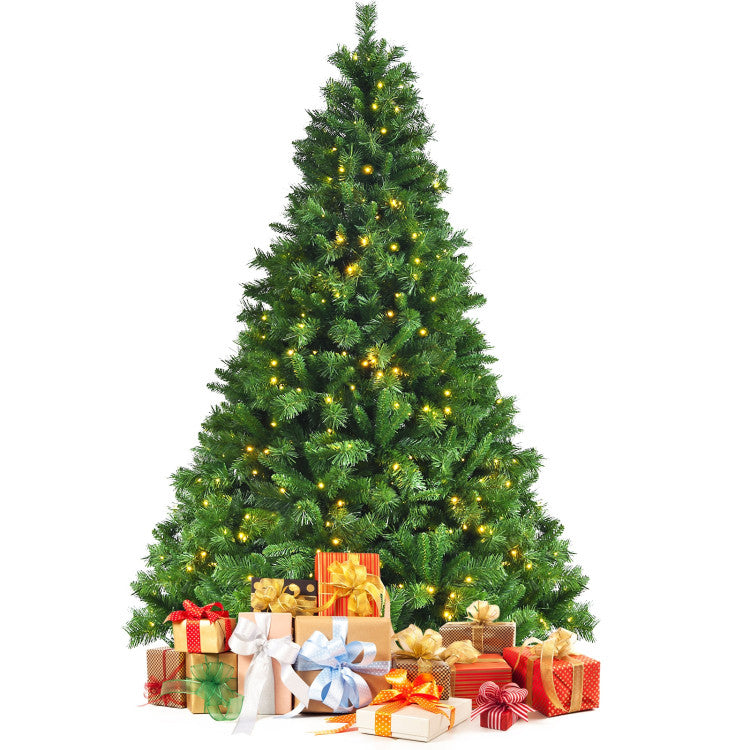 Pre-Lit Hinged Artificial Christmas Tree with PVC Tips