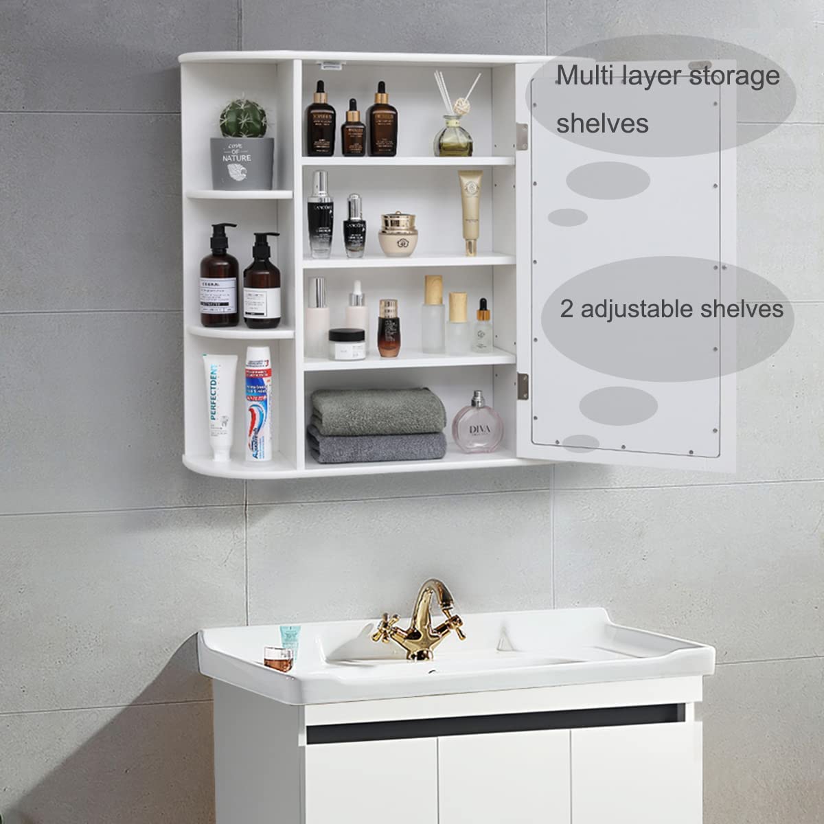 Bathroom Wall Mounted Cabinet - Over The Toilet Space Saver Storage Cabinet
