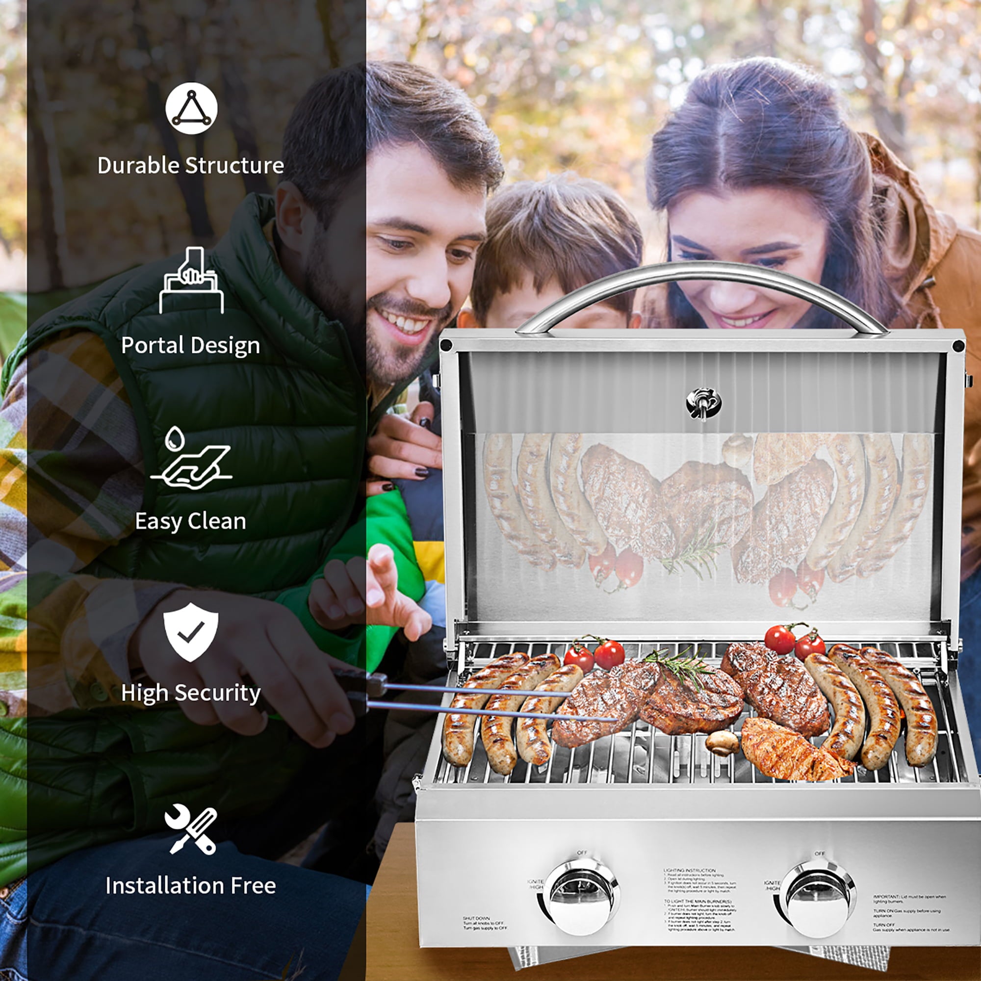 20,000 BTU Propane Gas Grill for Outdoor Camping