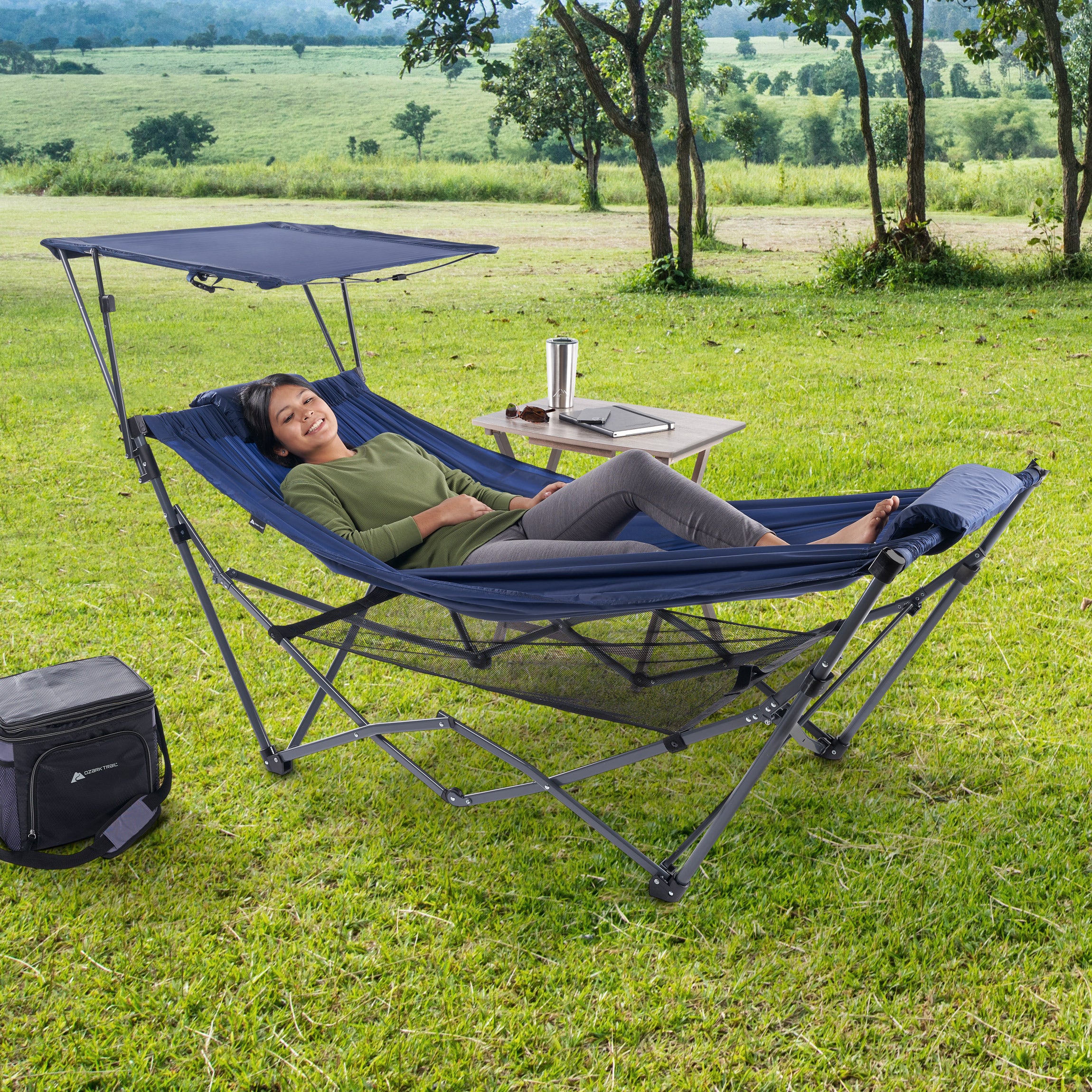 Hammock with Canopy, (Without Canopy), Blue