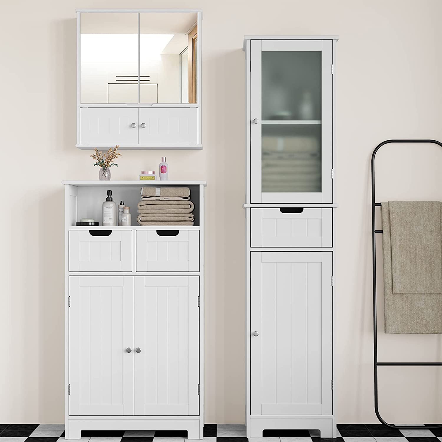 Bathroom Cabinet, Storage Cabinet with 2 Doors