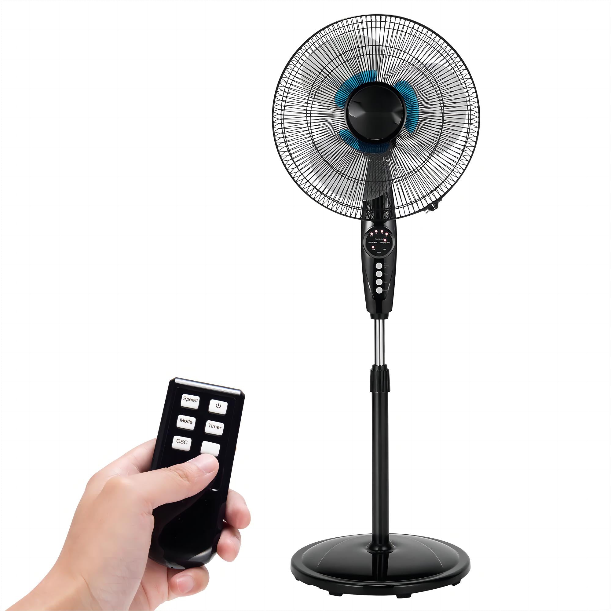 16in Adjustable Oscillating Pedestal Fan Dual Blades w/Remote Control