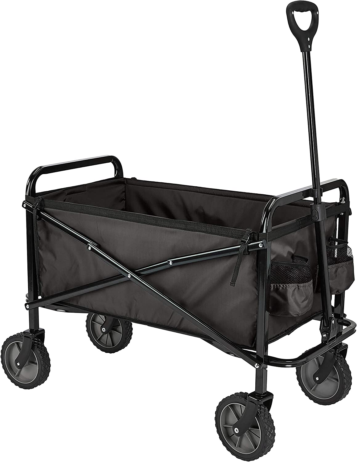 Collapsible Folding Outdoor Utility Wagon with Cover Bag, Black