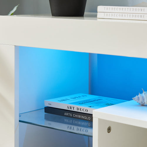 White morden TV Stand with LED Lights