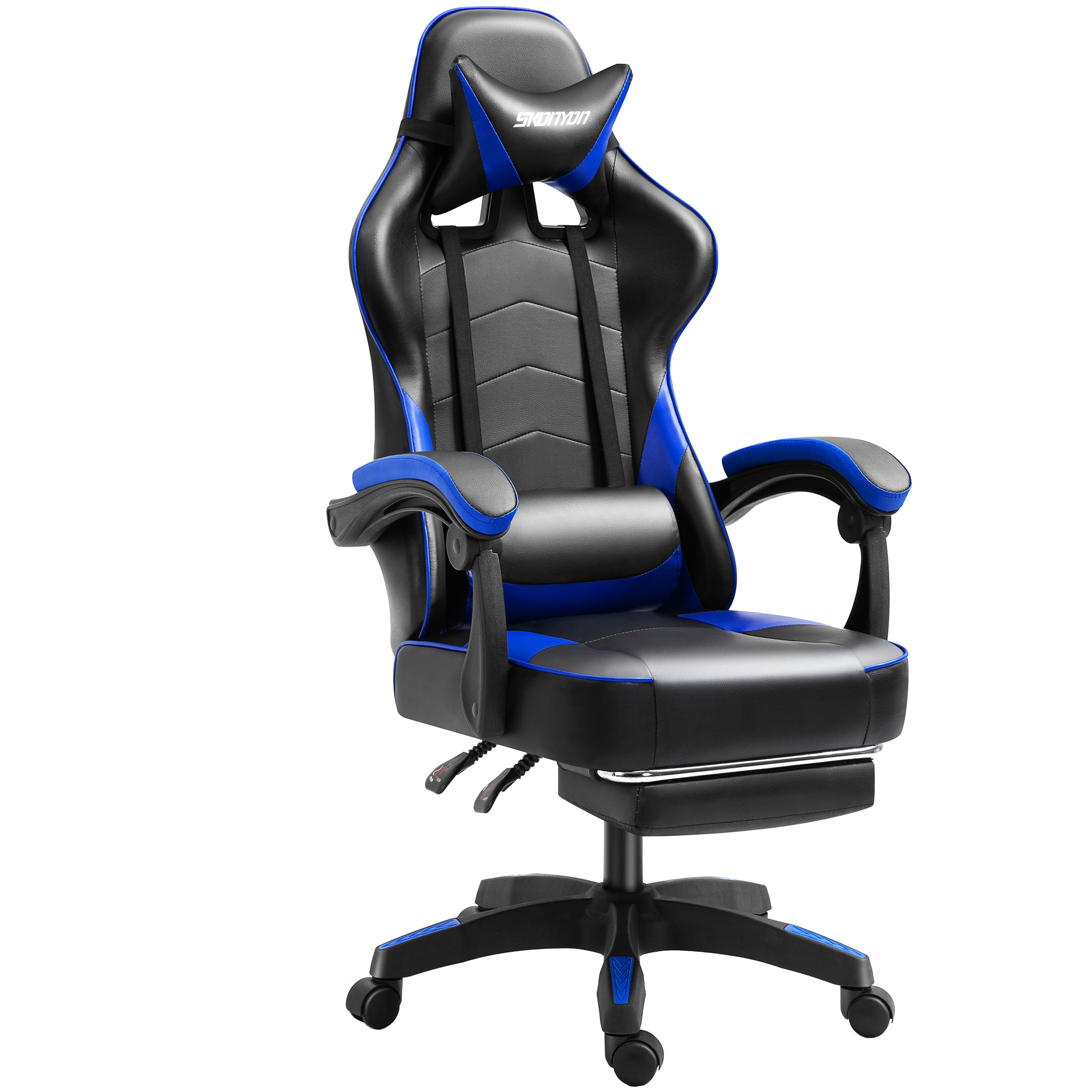 Ergonomic Swivel Gaming Chair, Blue and Black