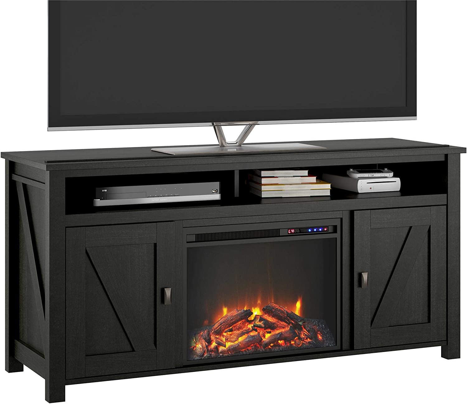 Electric Fireplace TV Console for TVs up, Black Oak