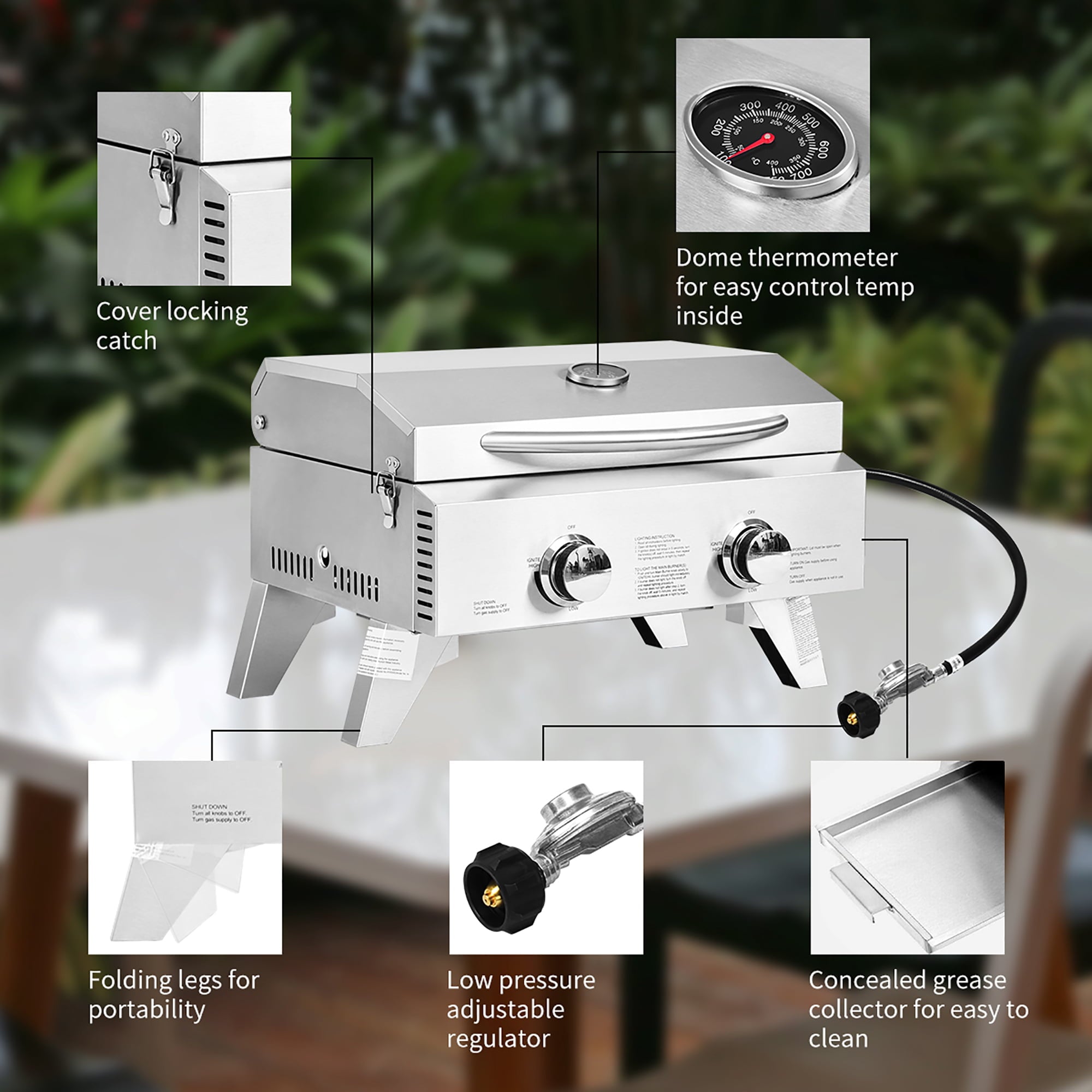 20,000 BTU Propane Gas Grill for Outdoor Camping