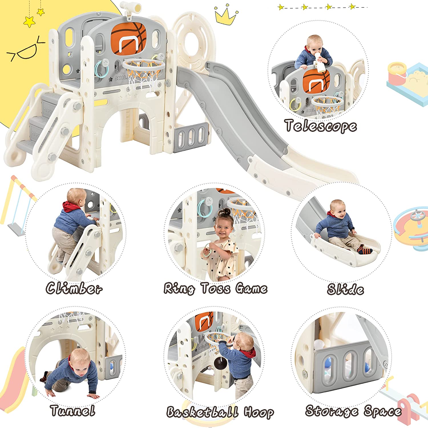 Children's Slide Suitable for Children Age 1-12 Years Old to Play and Climb on The Slide