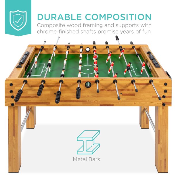 48in Competition Sized Soccer Foosball Table for Home, Game Room, Arcade w/ 2 Balls, 2 Cup Holders