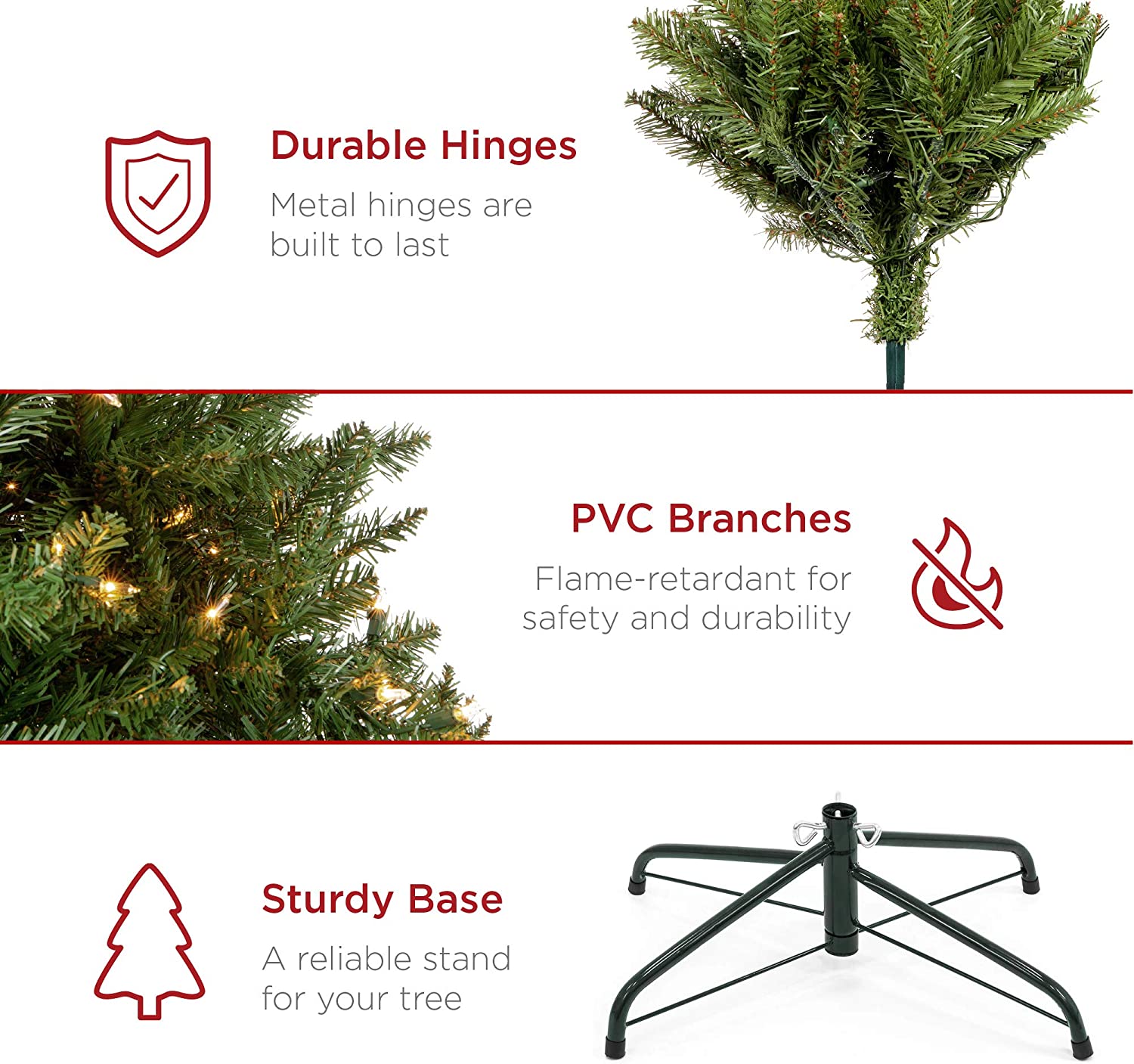 7.5ft Pre-Lit Hinged Douglas Full Fir Artificial Christmas Tree Holiday Decoration