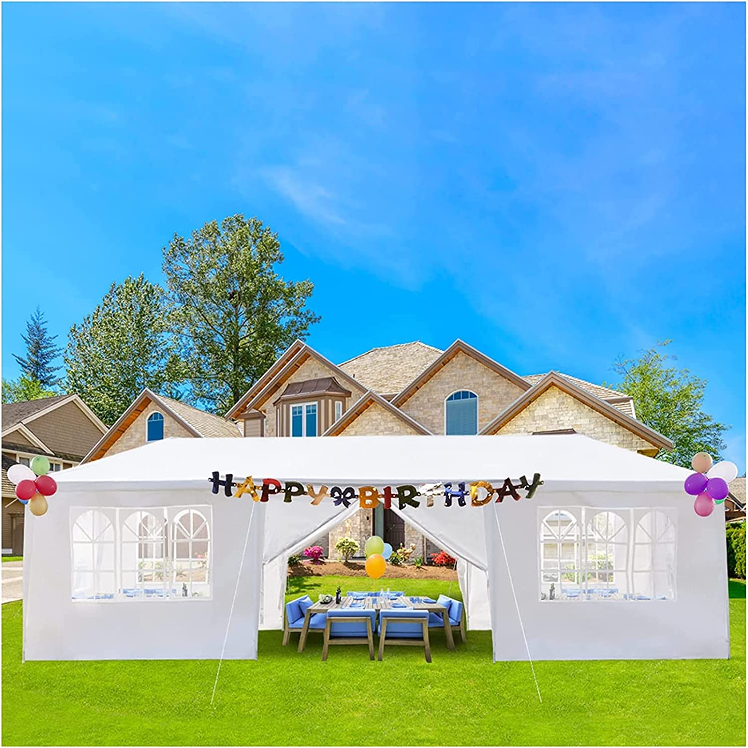 Party Tent 10x30 Patio Outdoor Canopy Shelter with 8 Removable Side Walls