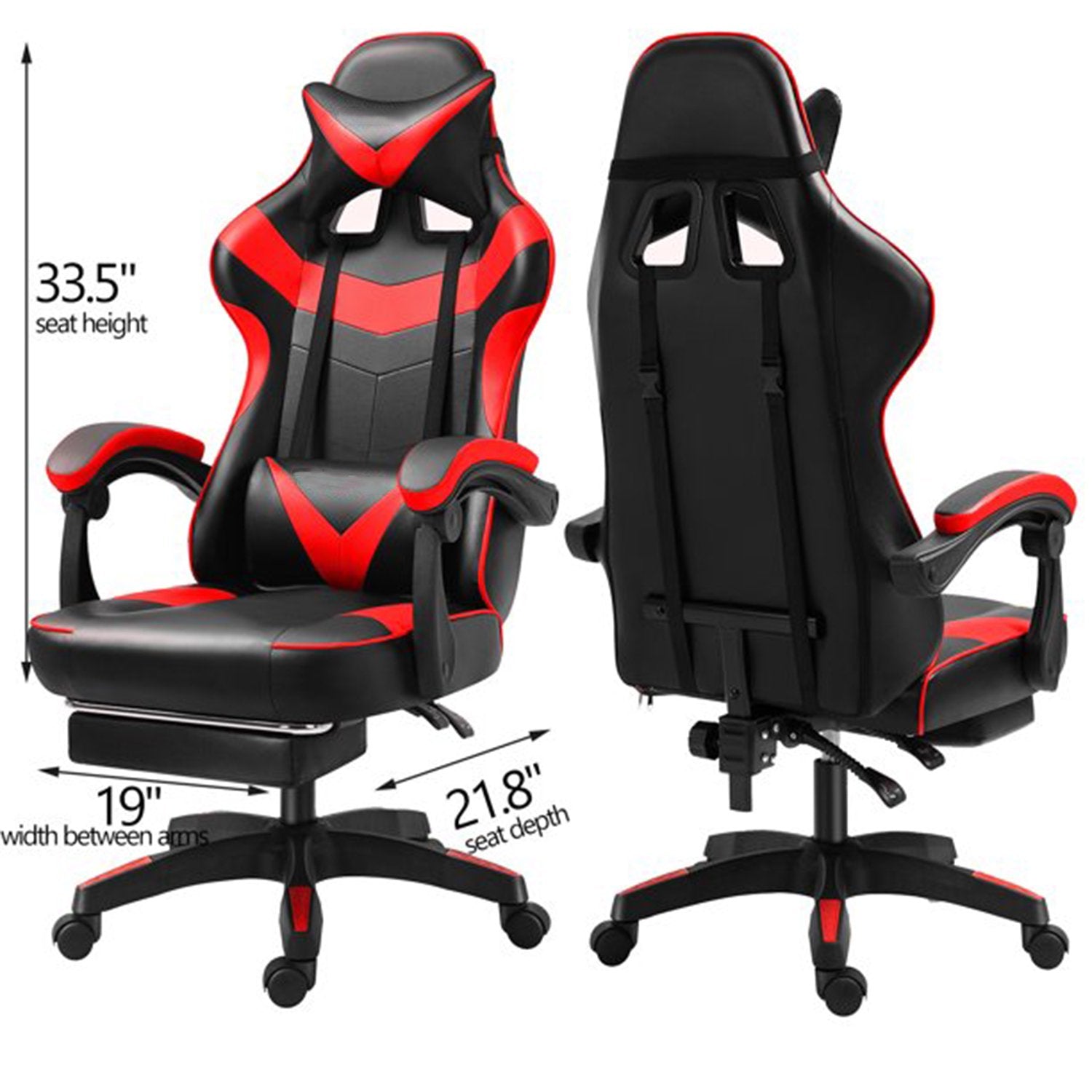 Gaming Chair Office Computer Chair with Footrest Red