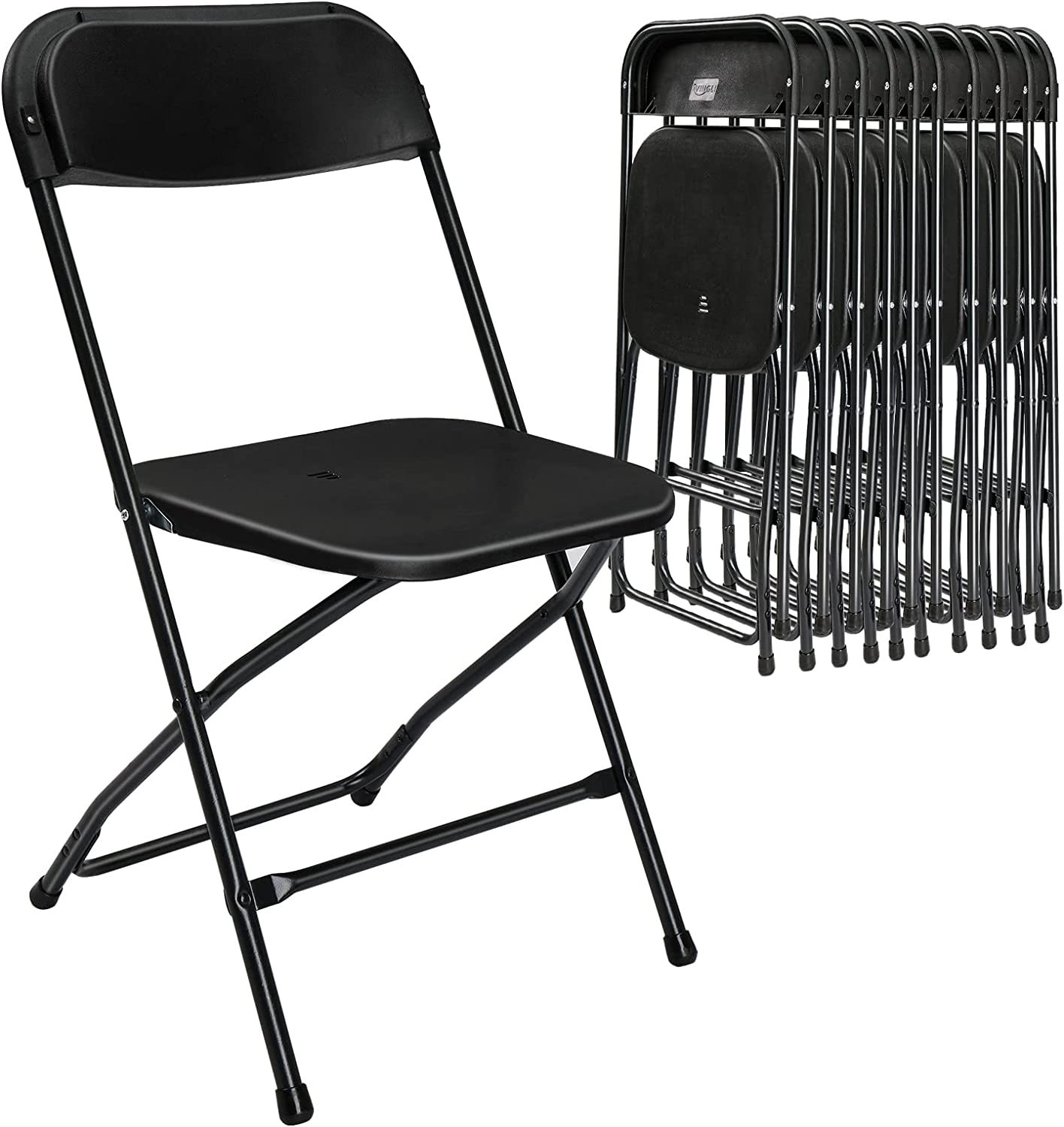 10 Pack Black Plastic Folding Chair, Indoor Outdoor Portable Stackable Commercial Seat with Steel Frame 350lb. Capacity for Events Office Wedding Party Picnic Kitchen Dining