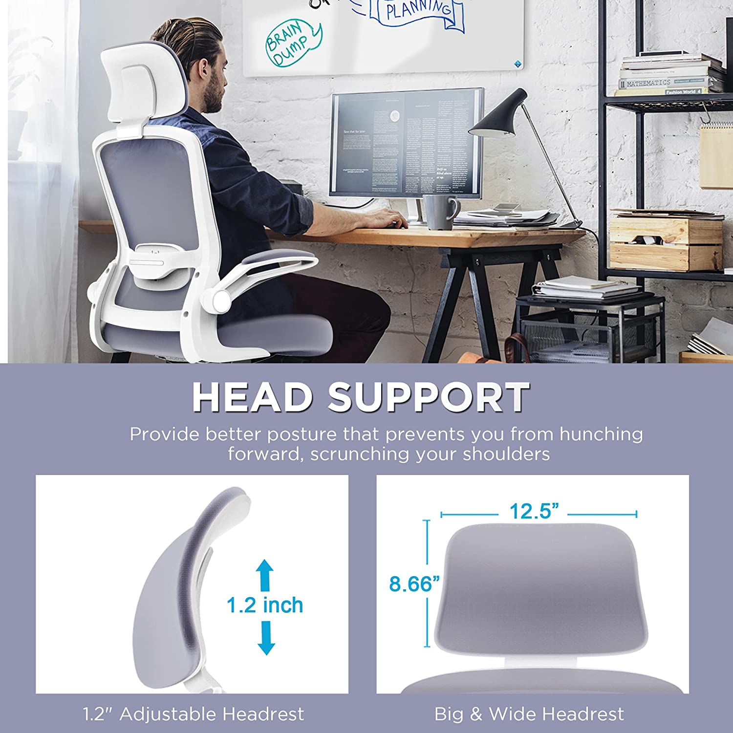 Office Chair, High Back Ergonomic Desk Chair with Adjustable Lumbar Support and Headrest