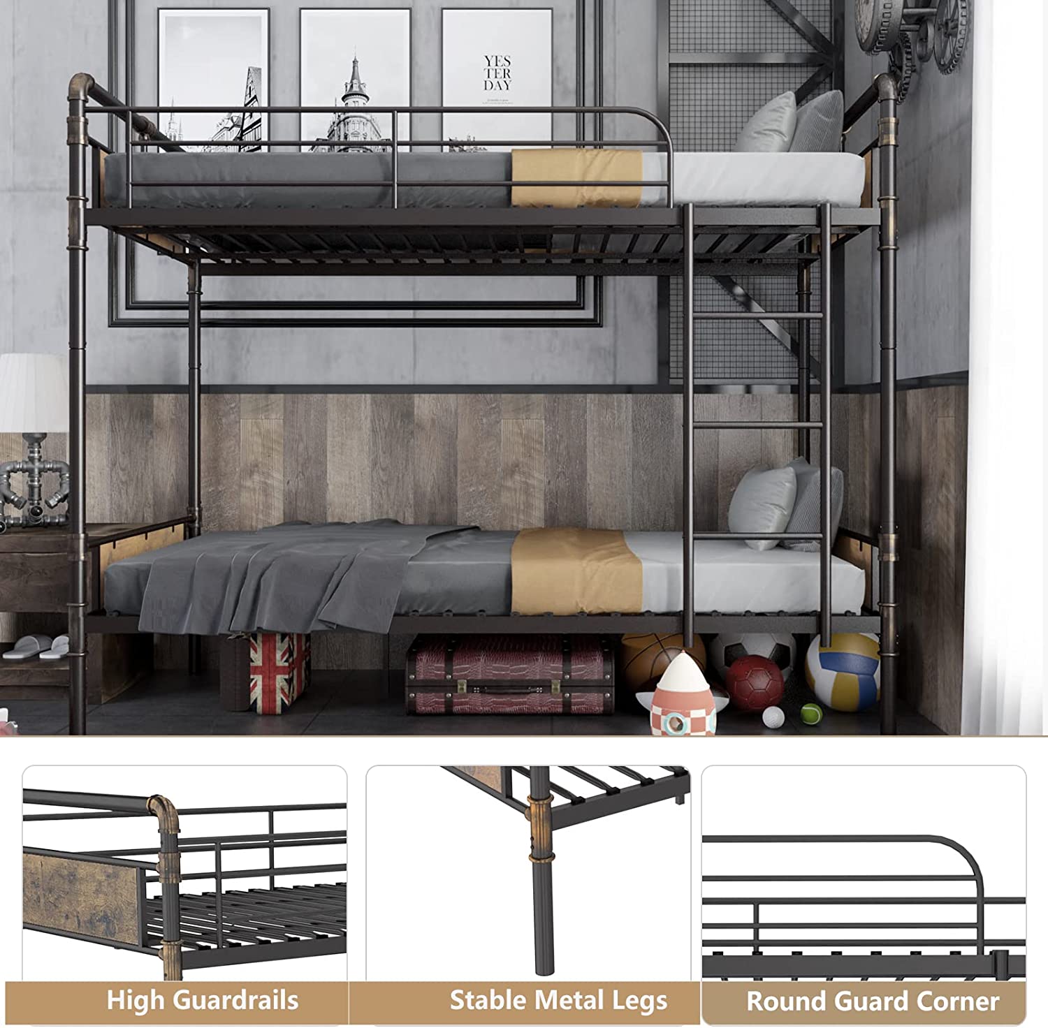 Twin Over Twin Bunk Bed, Convertible Twin Bunk Beds
