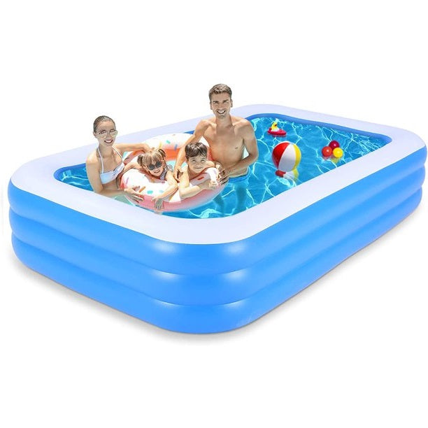 120 Inch Inflatable Swimming Pool for Family Kiddie Blow Up Lounge Pool For Kid and Adult Outdoor Garden Backyard