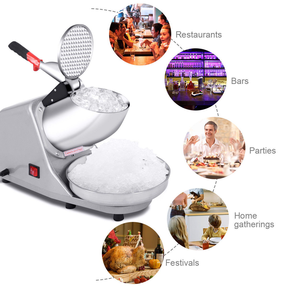 Electric Ice Crusher Shaver Machine Snow Cone Maker Shaved Ice 143 lbs