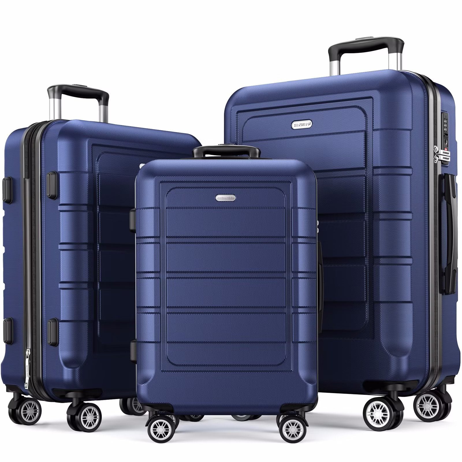 3 Piece Luggage Set Expandable ABS Hard Shell luggage TSA Lock Hardside Double Spinner Wheels Suitcase BLACK