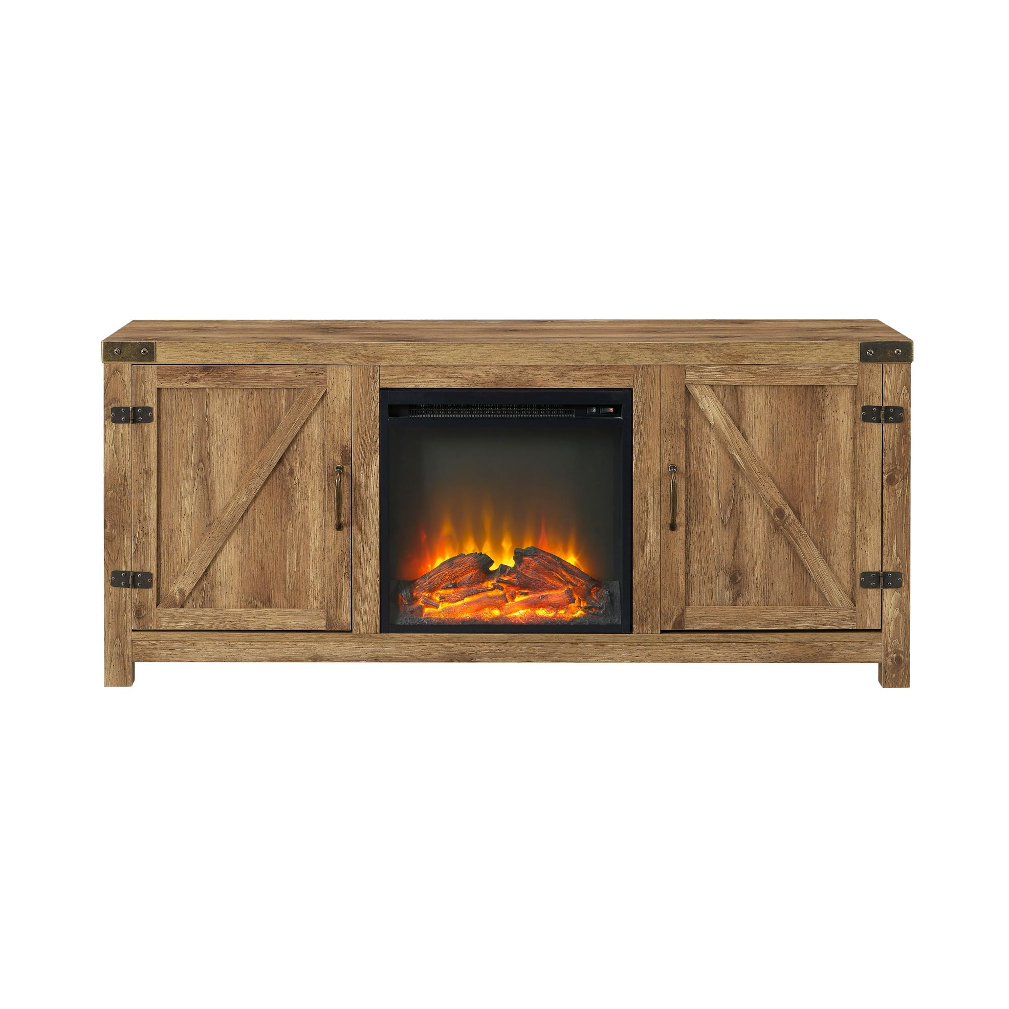 Modern Farmhouse Fireplace TV Stand for TVs up to 65in, Brown