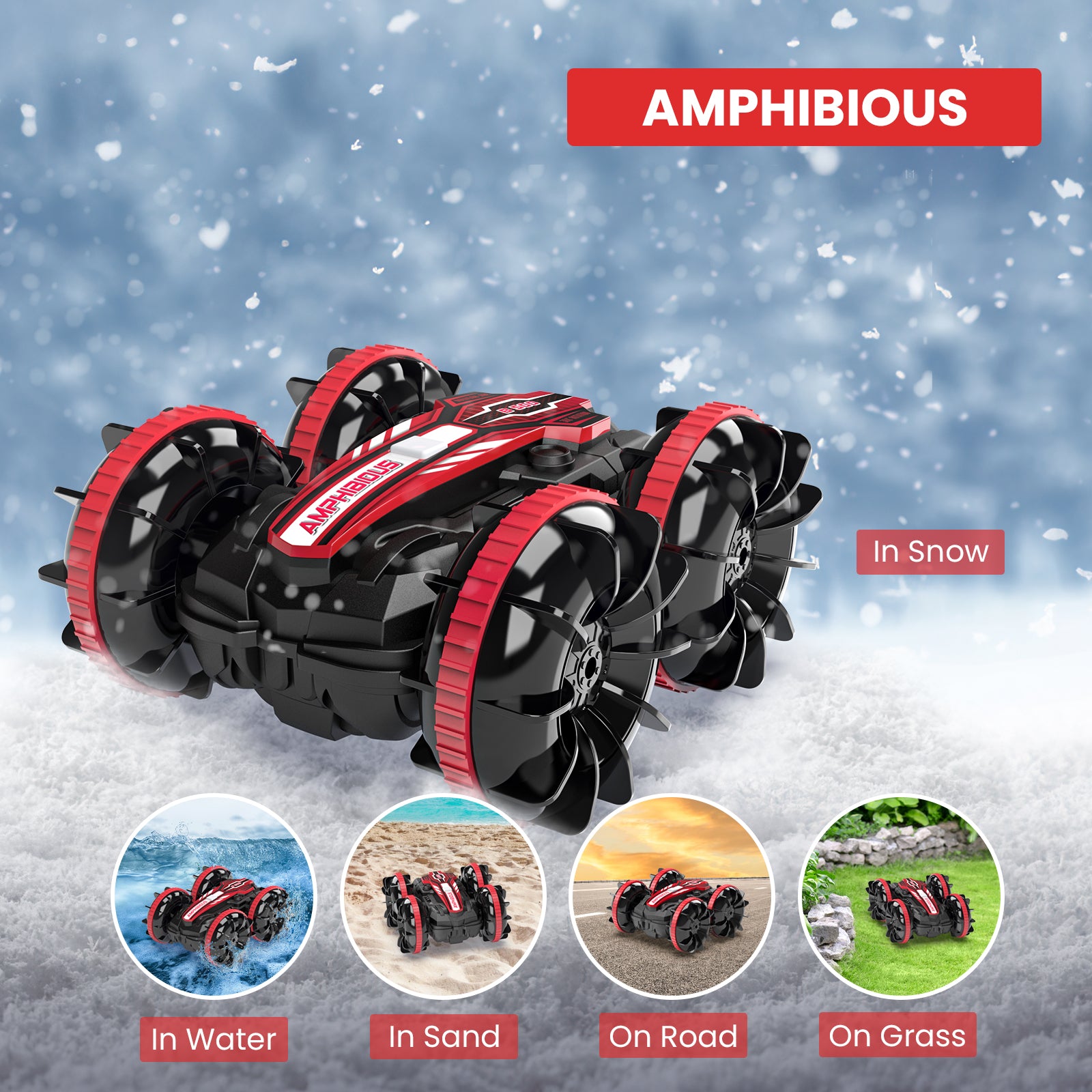 Remote Controls Cars, RC Boat Sonic 2 Toys, 4WD Off Road Car Stunt 2.4GHz Land Water 2 in 1 Remote Control, RC Cars for Kids Boys