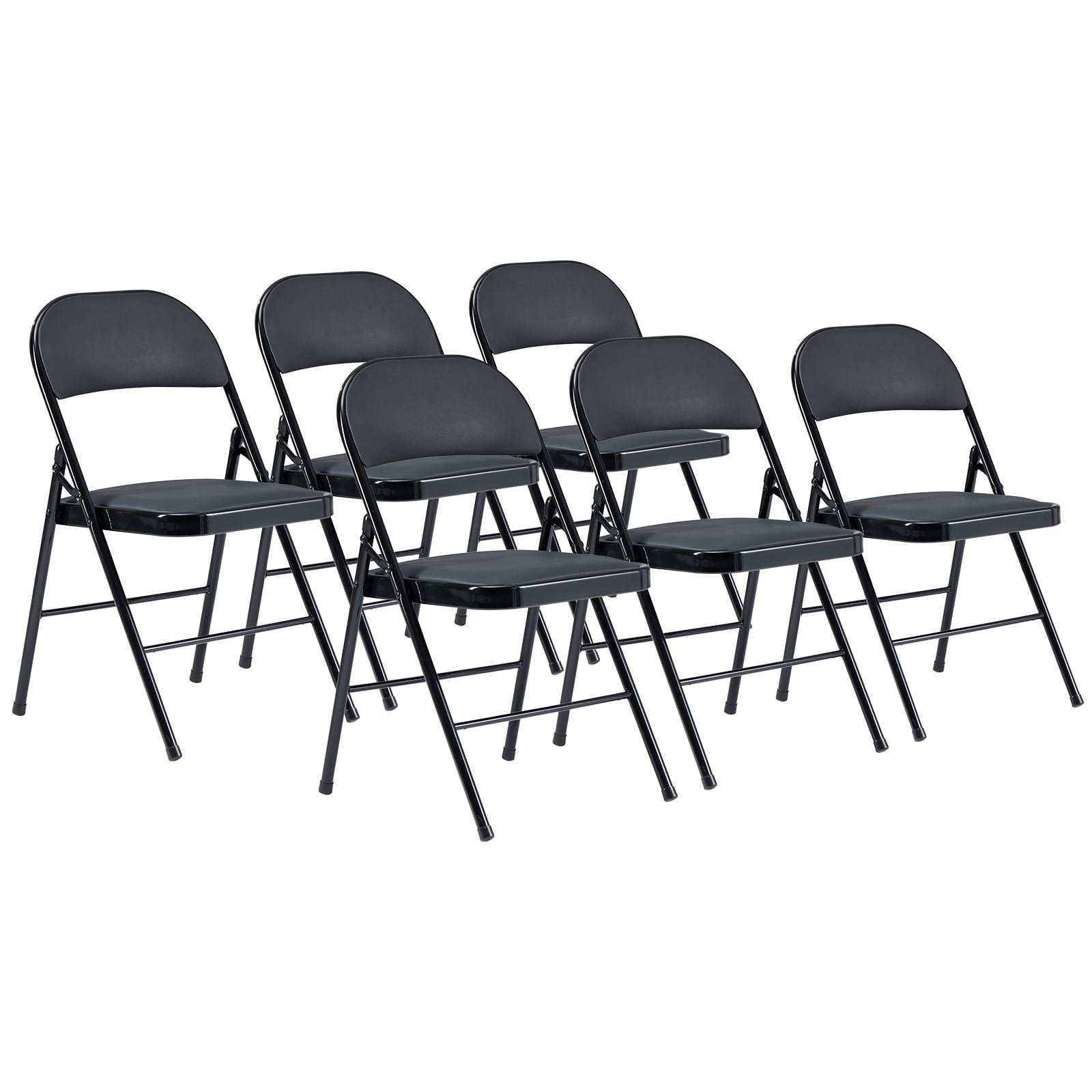 Padded Folding Chair, Black, 6 Pack