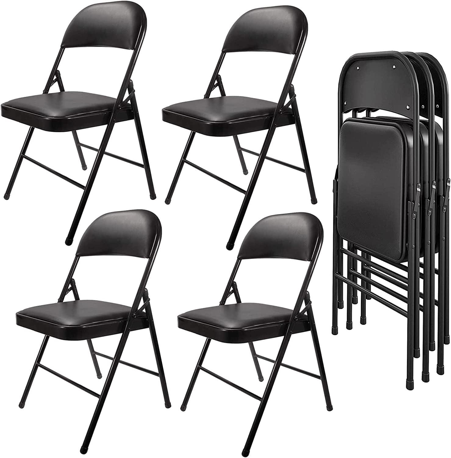 Padded Seat Folding Chair Pack, Black
