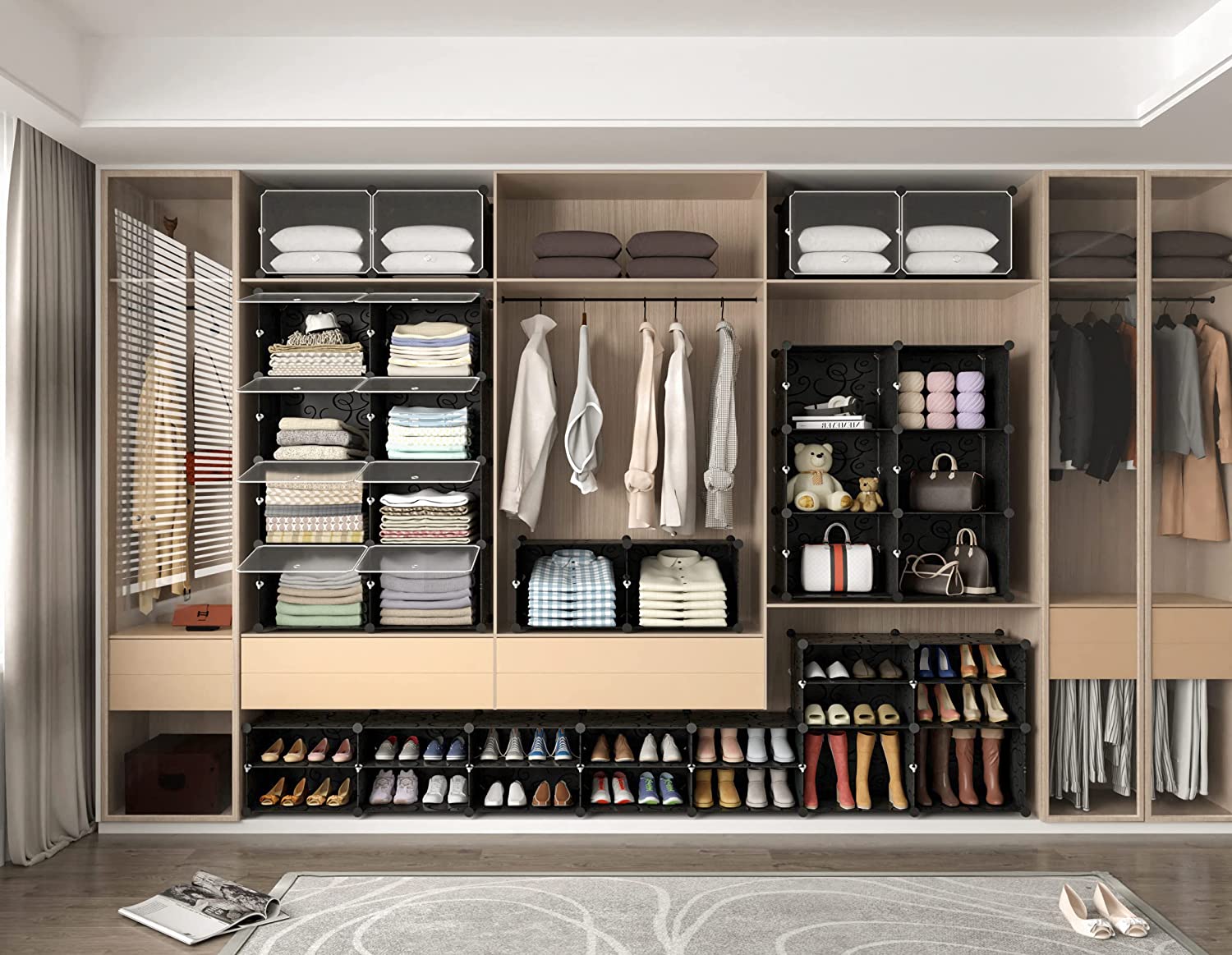 Shoe Rack Organizer, 6 Tier Shoe Storage Cabinet 24 Pair Plastic Shoe Organizer Shoe Shelves for Closet Hallway Bedroom Entryway