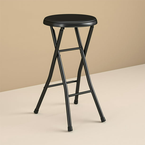 Folding Metal Stool, Black, 6 Pack