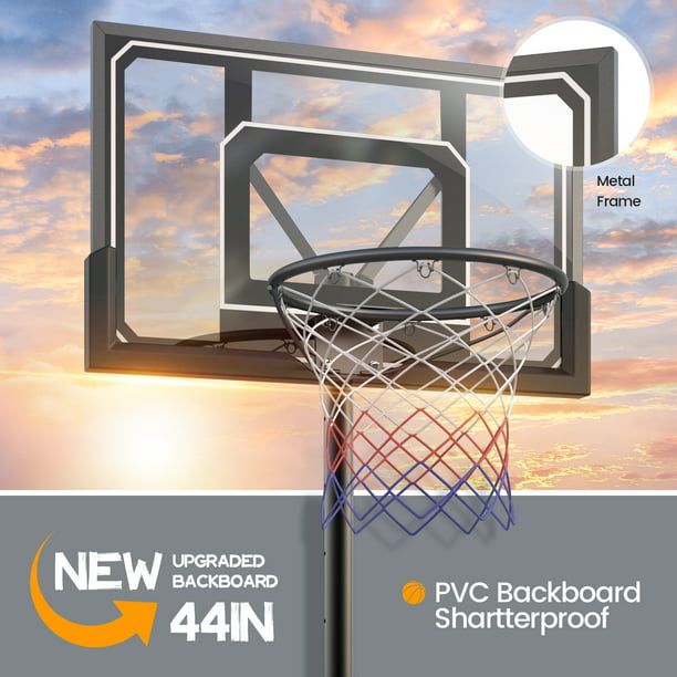 44in Portable Basketball Hoop Goal 4.8 - 10 Ft. Height Adjustable for Outdoor Indoor Court