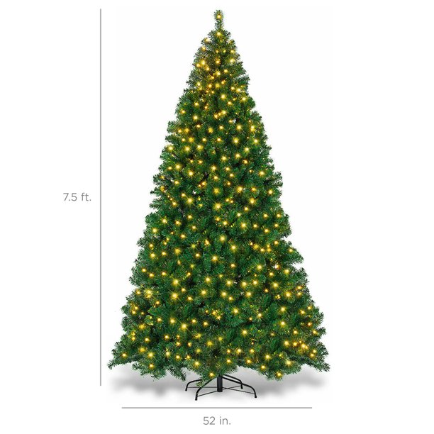 Pre-Lit Artificial Christmas Tree 7.5ft with 450 Clear Incandescent Mini Lights, Green