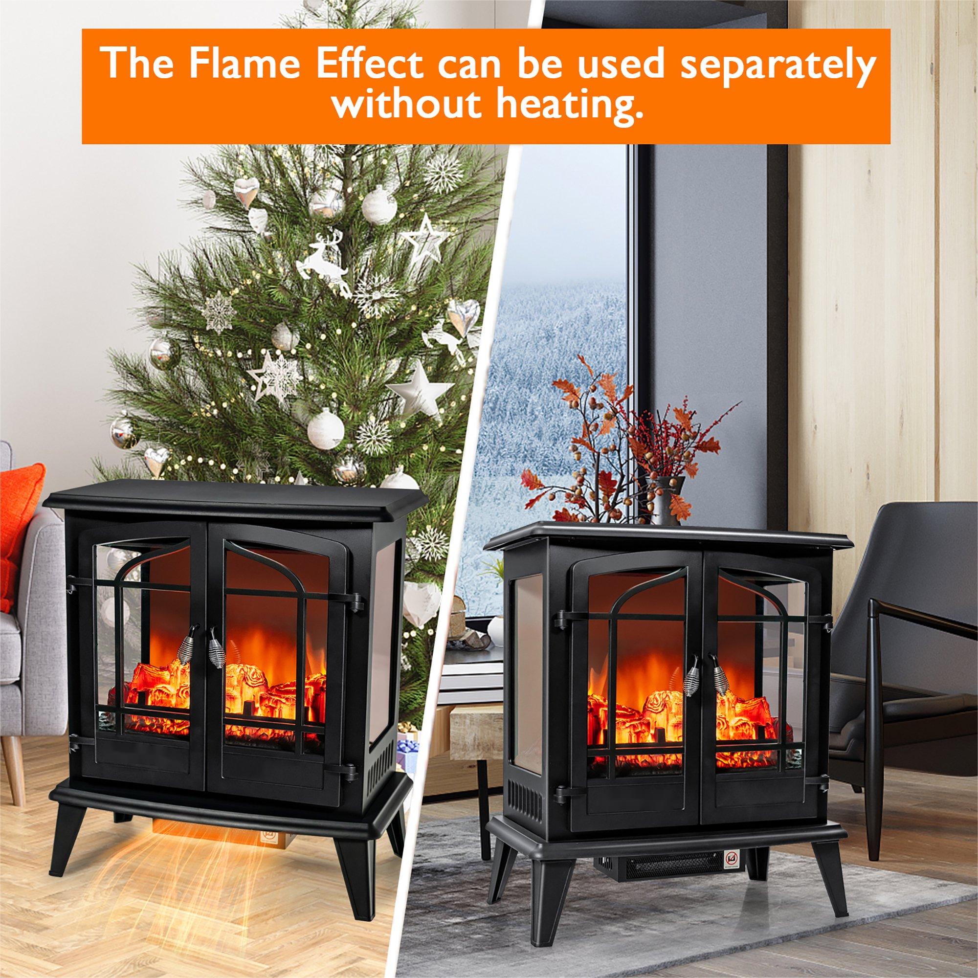 25in Freestanding Electric Fireplace Heater Stove W/ Realistic Flame effect 1400W