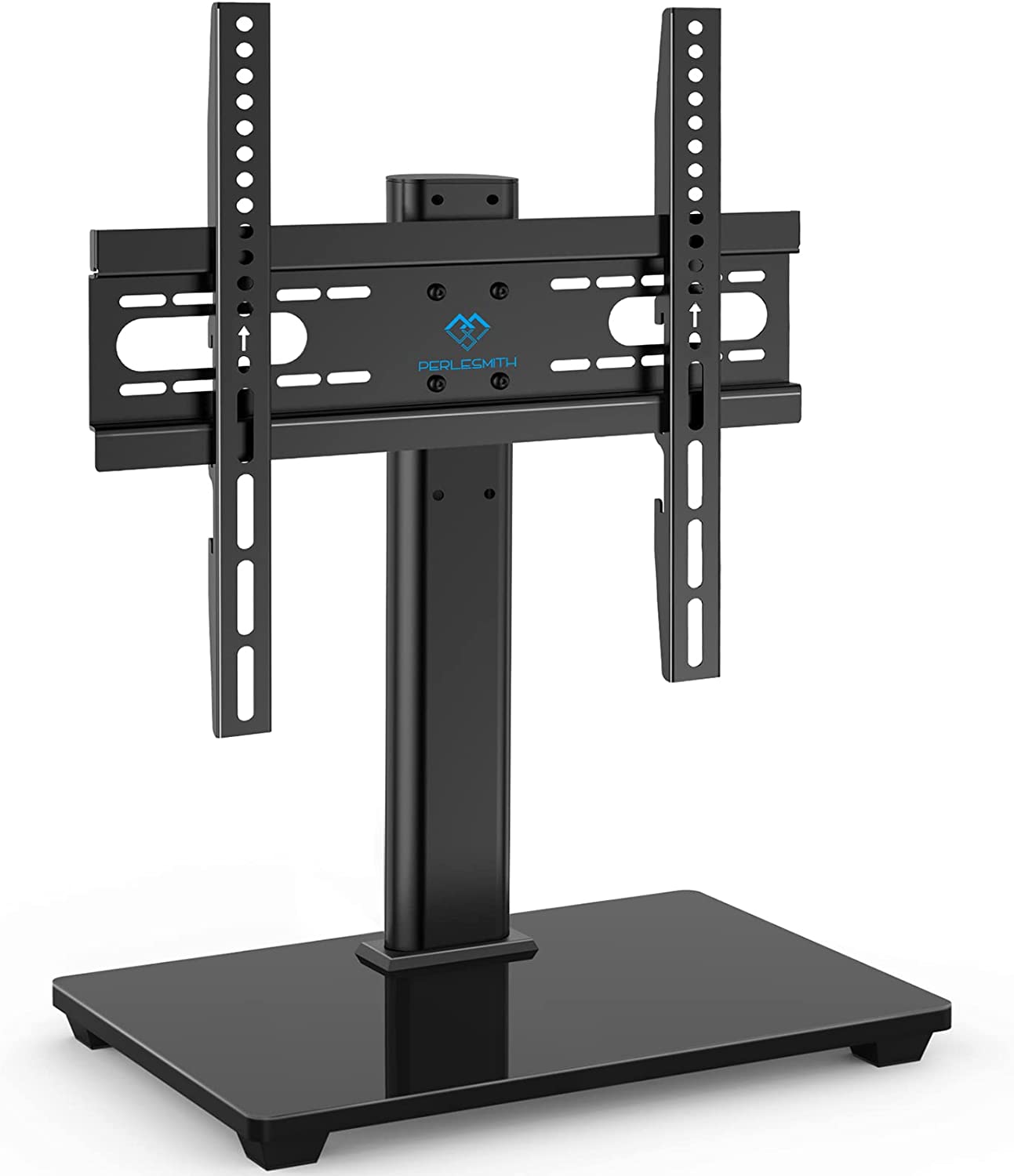 TV Stand, Table Top TV Stand for 32-55 inch LCD LED TVs, Height Adjustable TV Base Stand with Tempered Glass Base Wire Management, Max