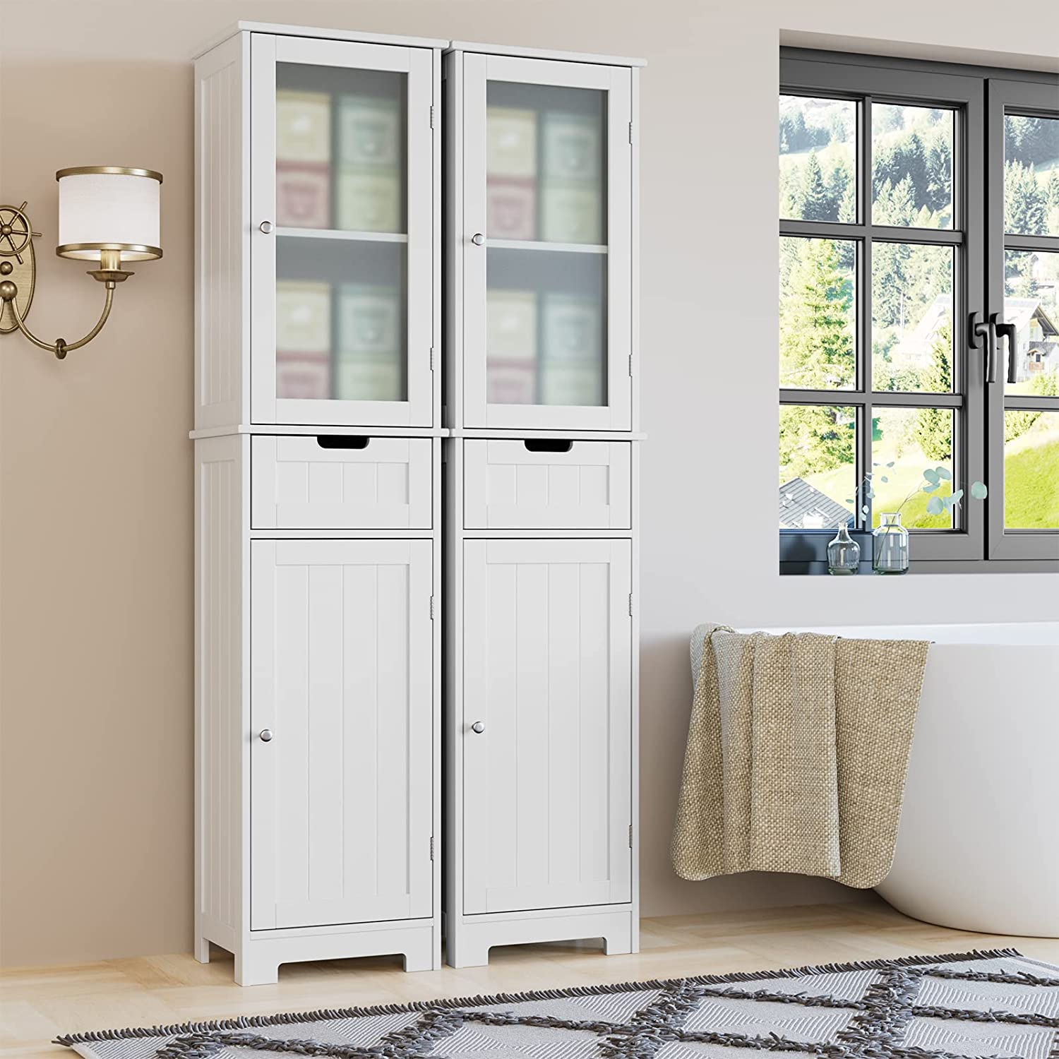 Bathroom Cabinet, Storage Cabinet with 2 Doors