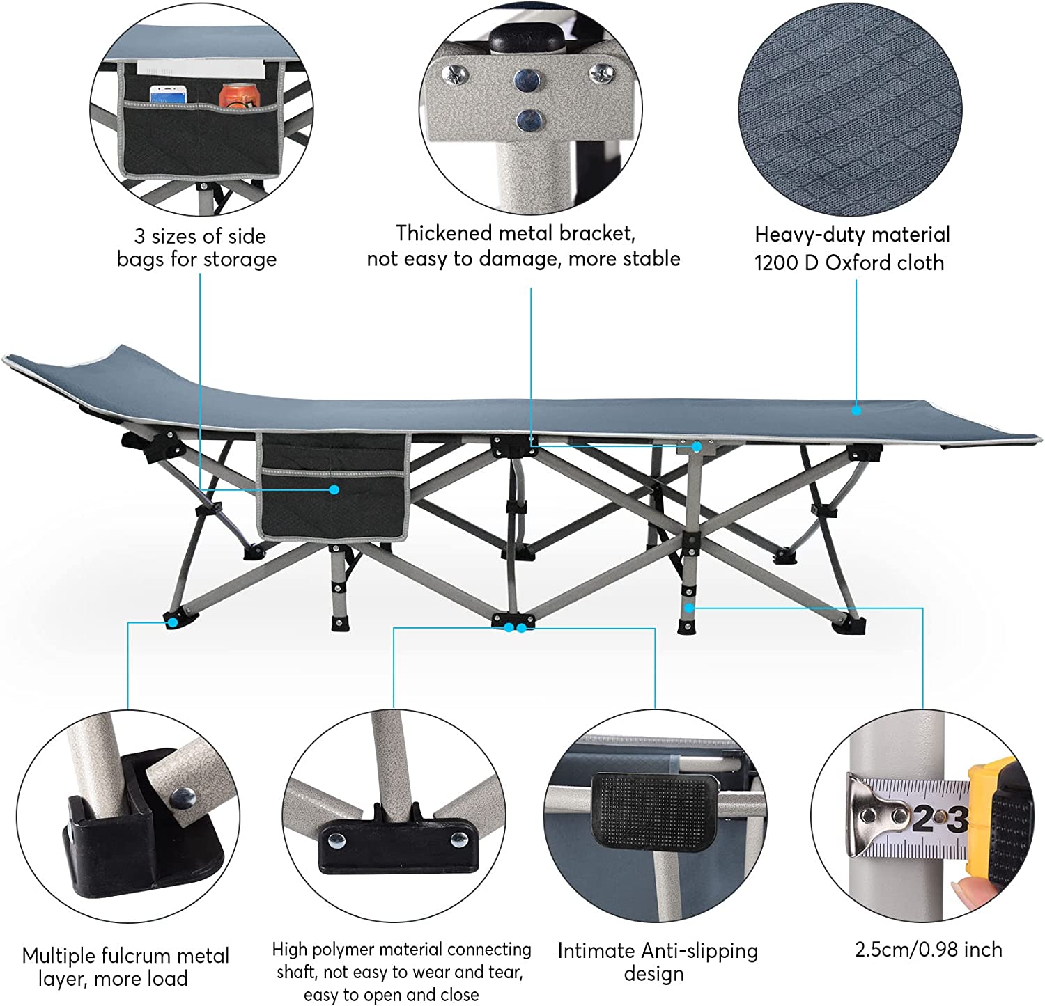 Folding Camping Cot for Adults Portable Outdoor Bed Heavy Duty Sleeping Cots for Camp with Pillow and Carry Bag