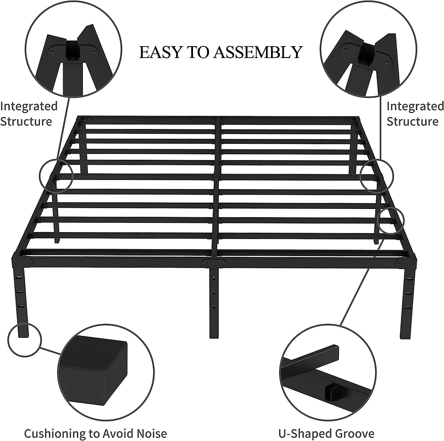 Twin Bed Frame, 14 Inch Metal Platform Bed Frame