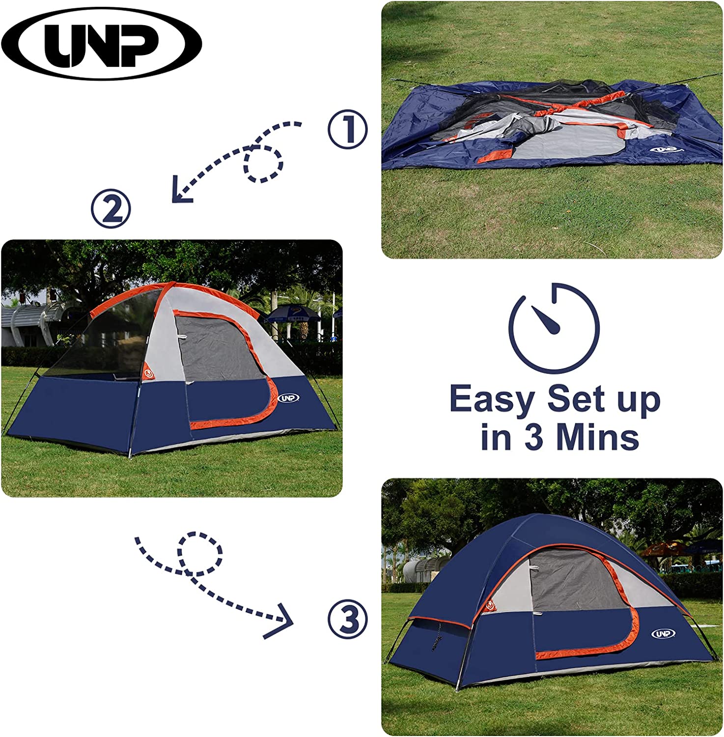 Camping Tent 2 Person Waterproof Windproof Tent with Rainfly