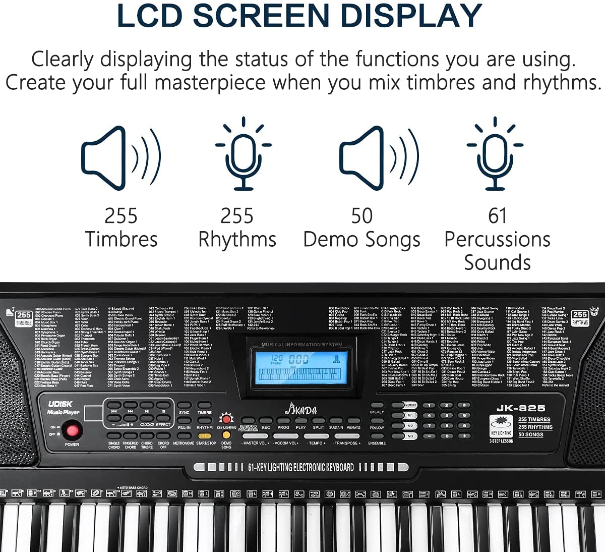 61 Key Portable Electronic Keyboard Piano
