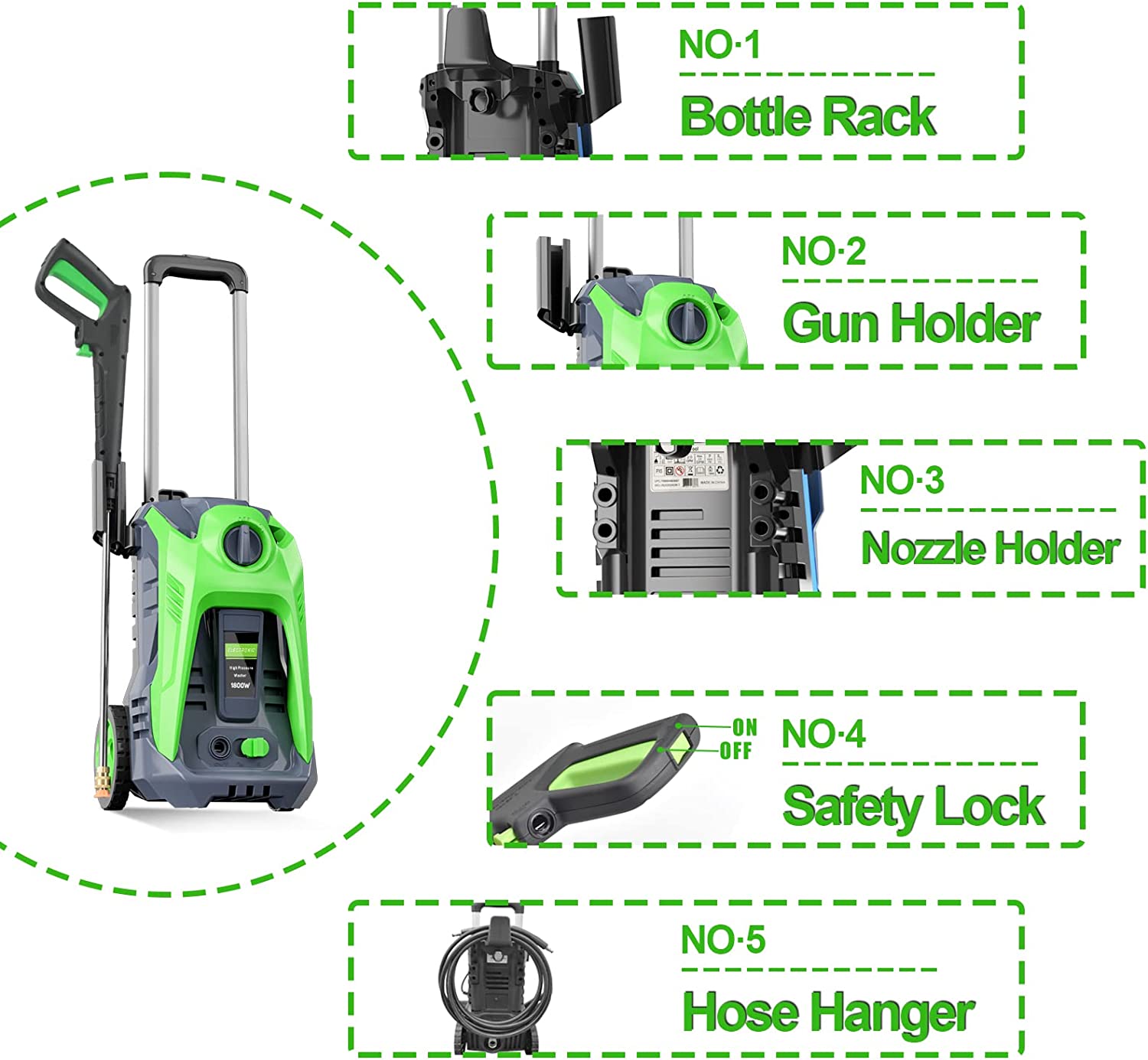 Power Washer,HD3500 Pressure Washer 1800W Electric High Pressure Washer