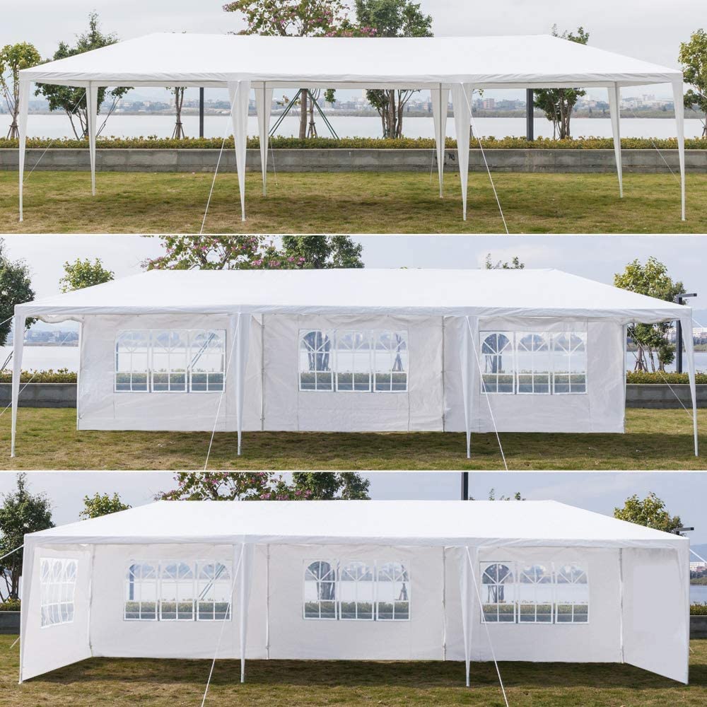 Party Tent 10x30 Patio Outdoor Canopy Shelter with 5 Removable Side Walls