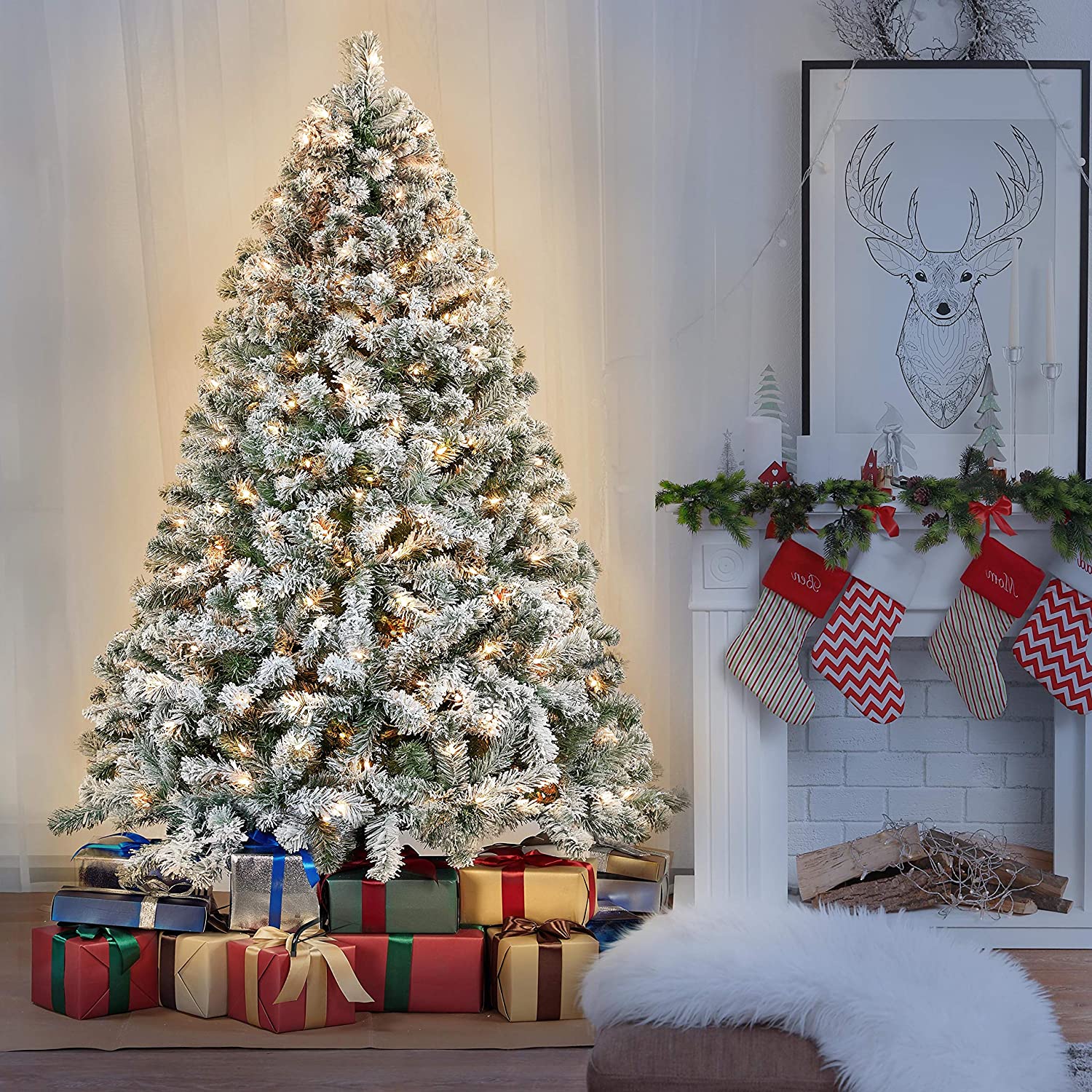 6ft Pre-lit Artificial Christmas Tree with Incandescent Warm White Lights