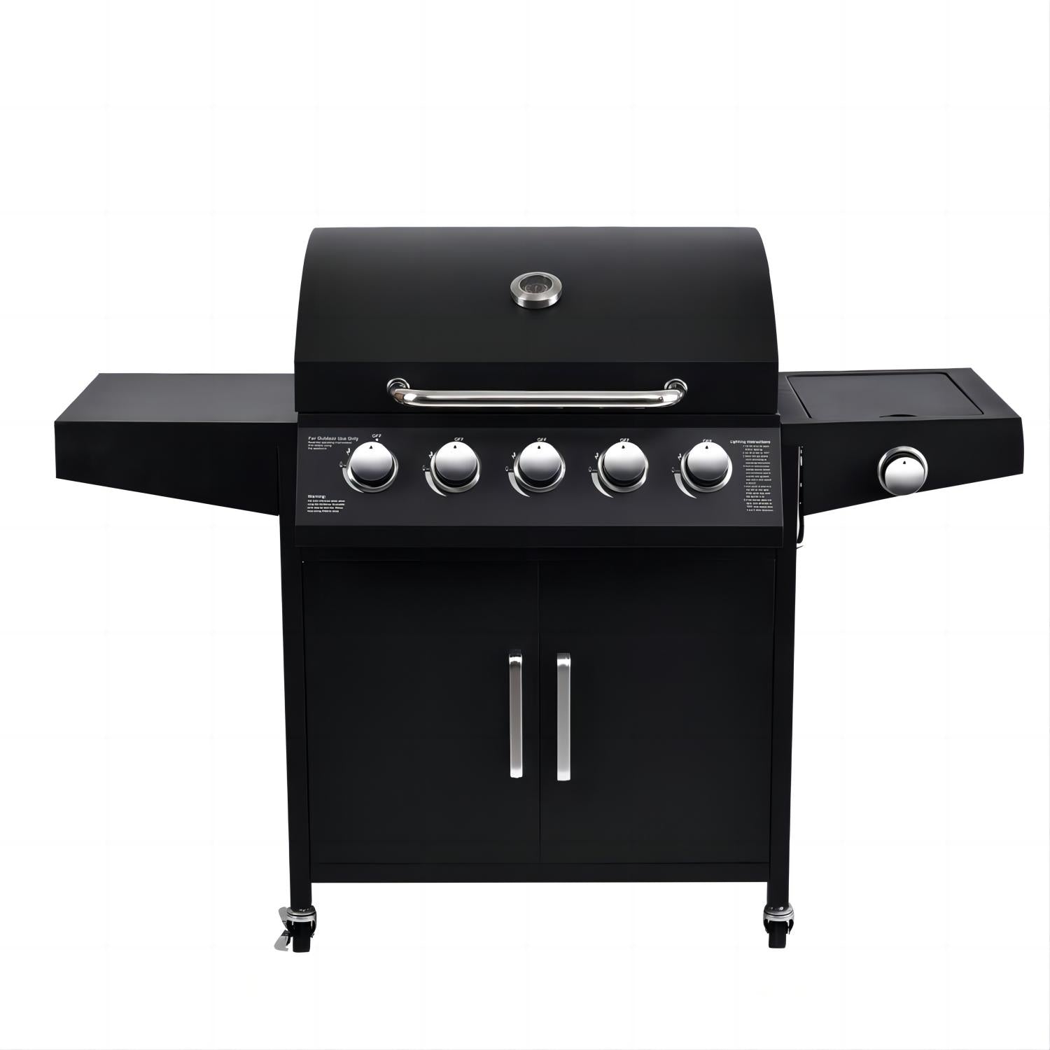 Portable 5-Burner Propane Gas Grill with Side Burner