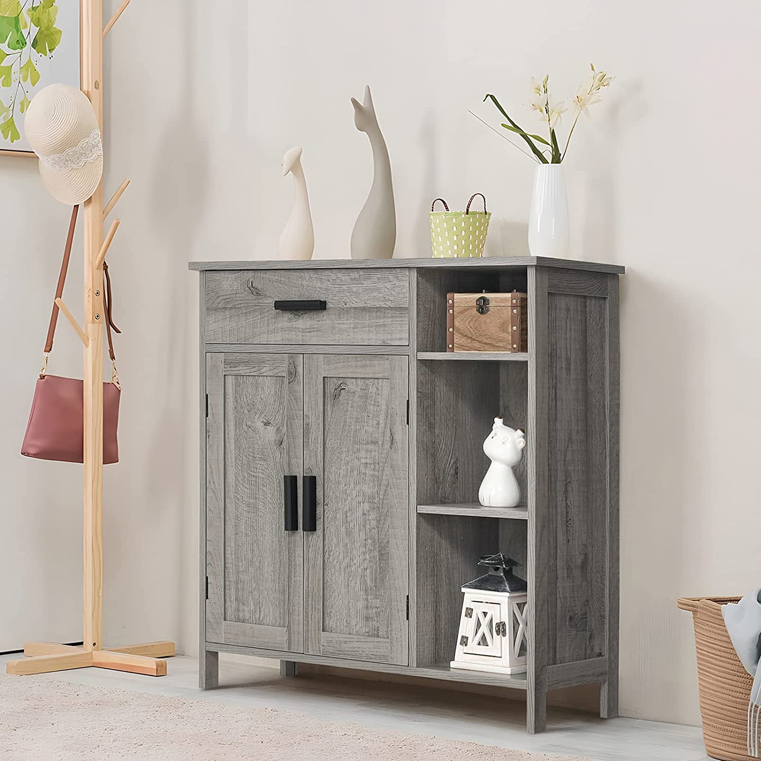 Storage Cabinet with Doors and Shelves