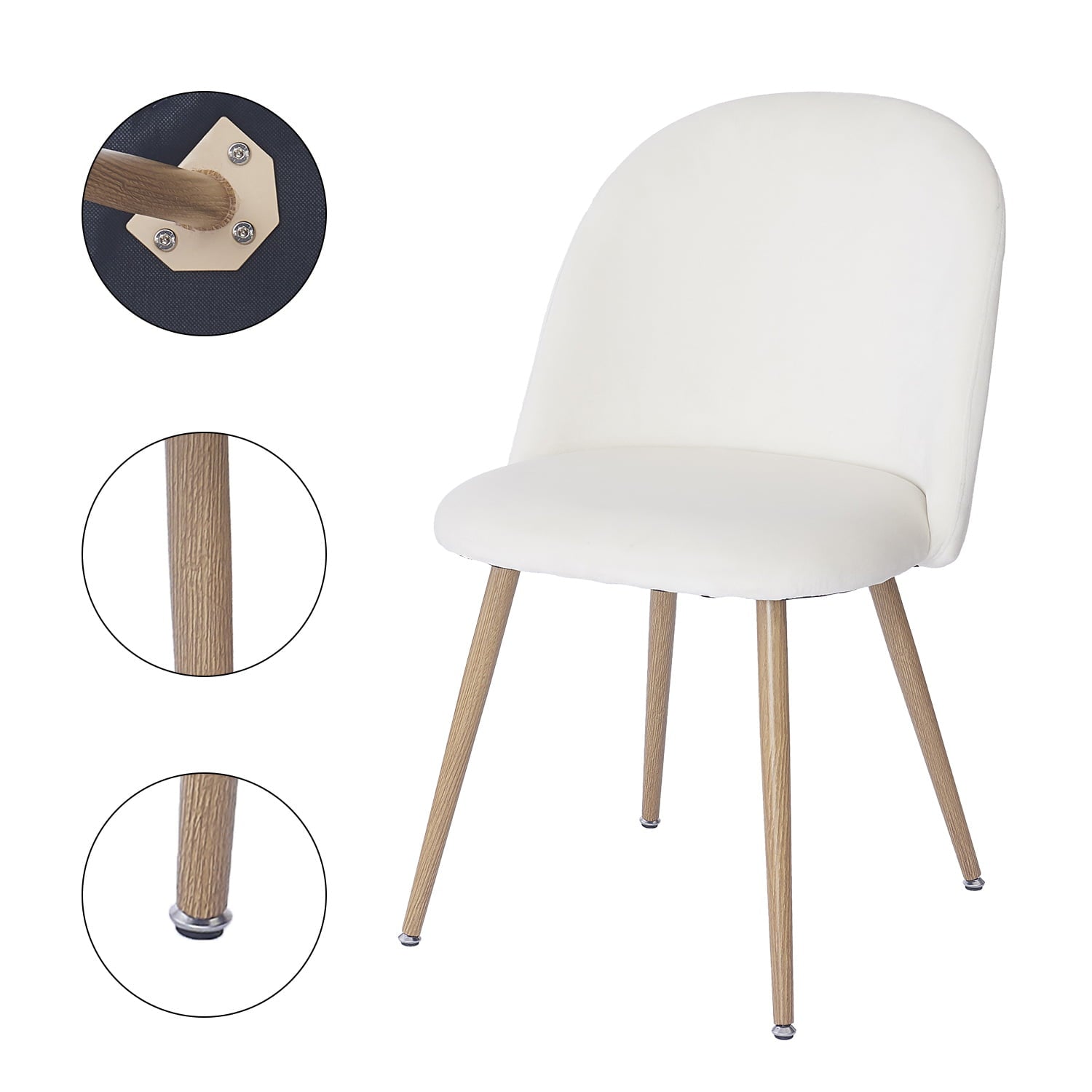 Velvet Dining Chairs, Modern Accent Chair, Cream White