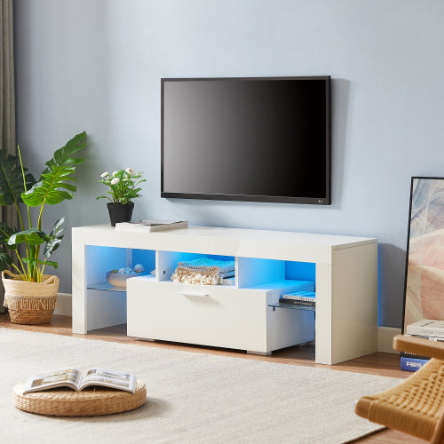 White morden TV Stand with LED Lights