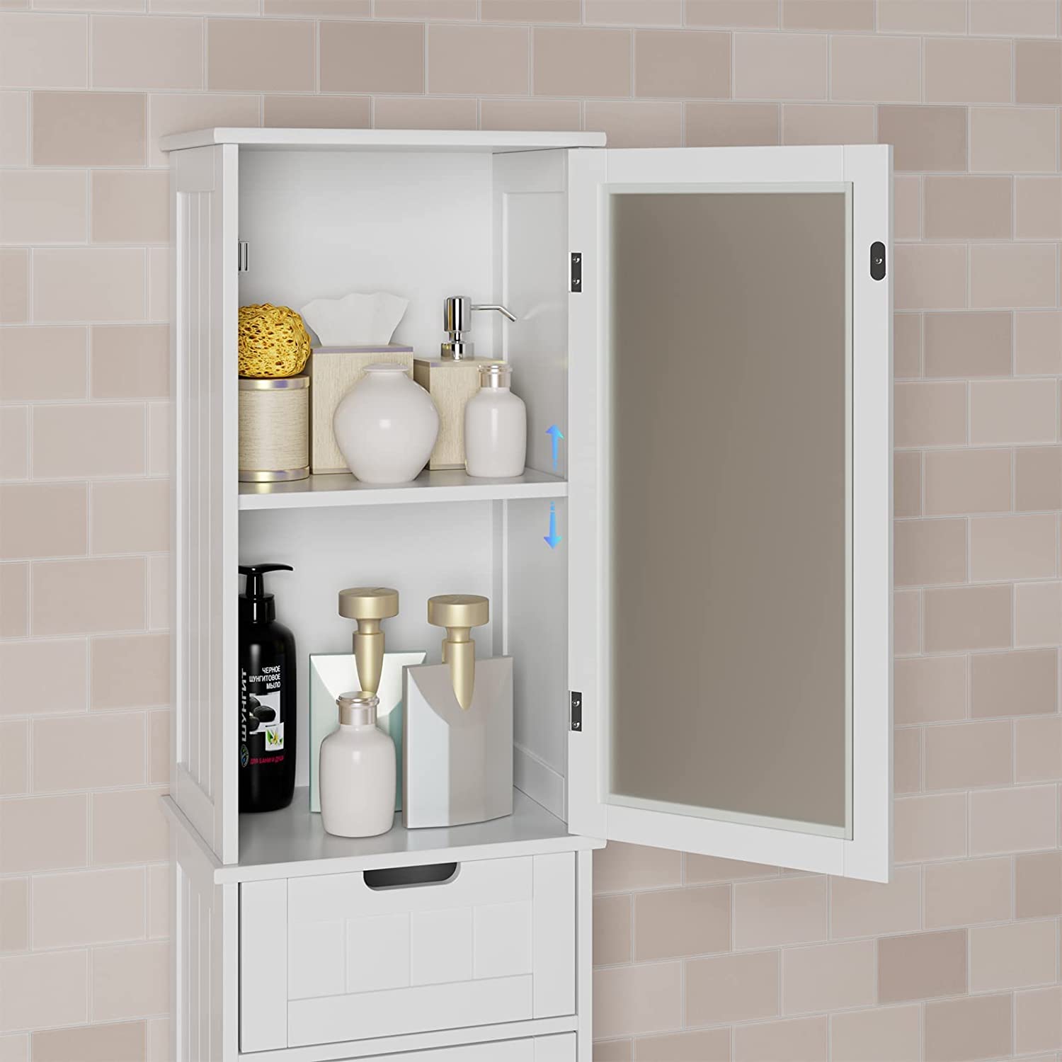 Bathroom Cabinet, Storage Cabinet with 2 Doors
