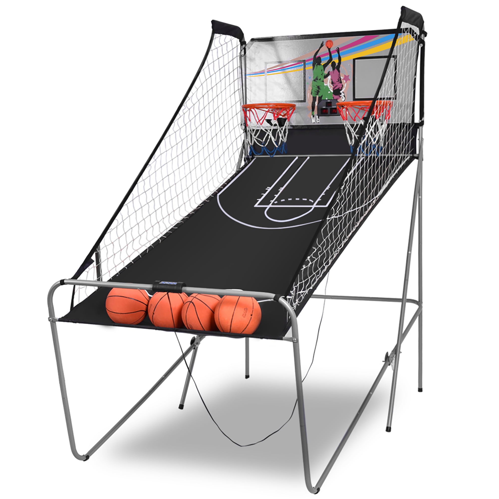 Indoor Basketball Arcade Game Double Electronic Hoops shot 2 Player W/ 4 Balls