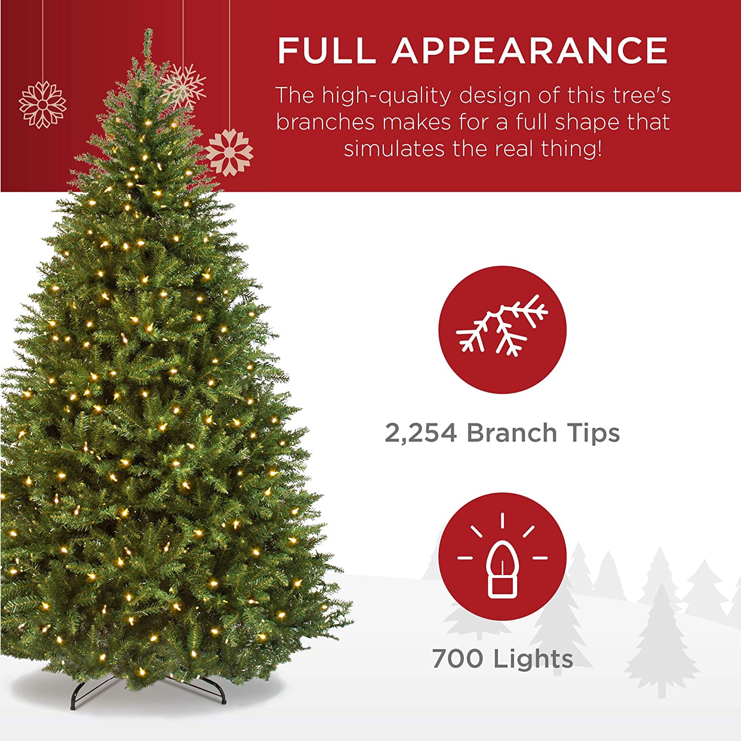 7.5ft Pre-Lit Hinged Douglas Full Fir Artificial Christmas Tree Holiday Decoration