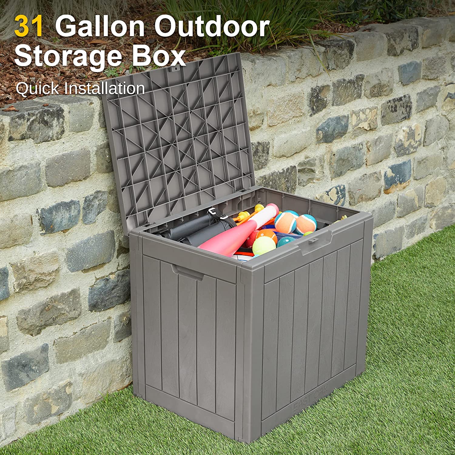 Deck Box 31 Gallon Indoor and Outdoor Storage Box