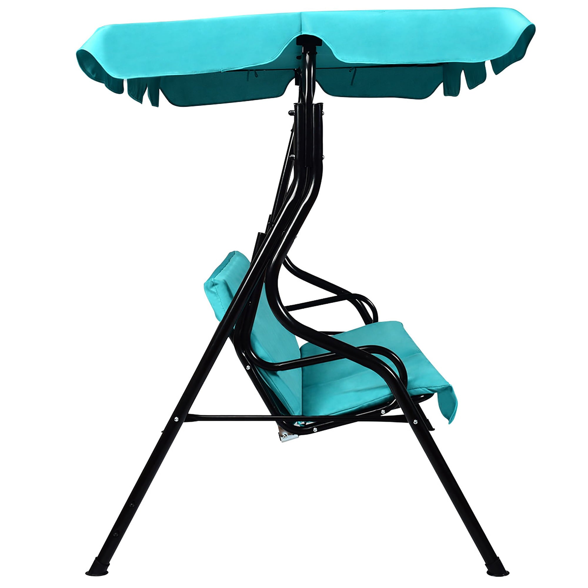 Patio 3 Seats Canopy Swing Glider Hammock Cushioned Backyard Blue